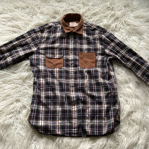Brooks Brothers Other - Brooks Brothers Red Fleece Plaid Shirt Corduroy Collar Pockets